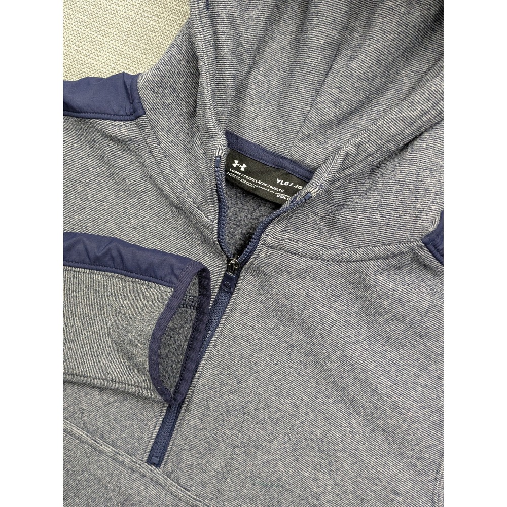 Under Armour Hoodie Youth Large Gray ColdGear 1/4 Zip Fleece Pullover Athletic